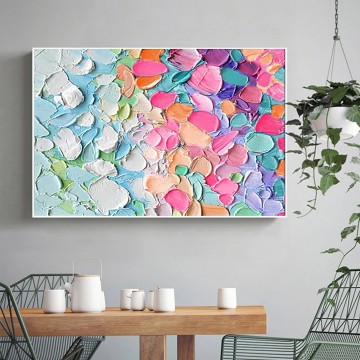 Pétalos de colores de neón abstractos de Palette Knife arte de pared minimalismo Pinturas al óleo